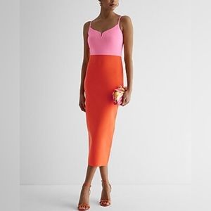 Express Bodycon Color Block midi dress. Size S